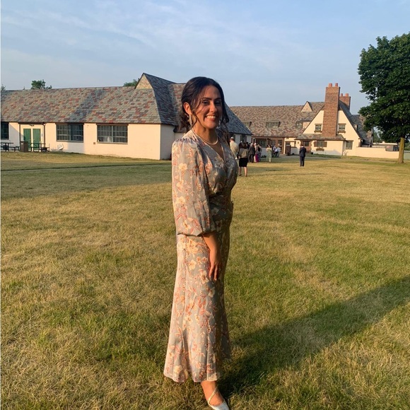 Astr The Label Floral Slate Blue/ Grey dress - Picture 2 of 4